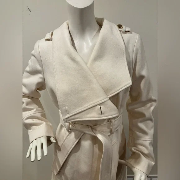 Guess Wool Blend Asymmetrical Cream Colored Wrap Coat, Size XL - Picture 6 of 16
